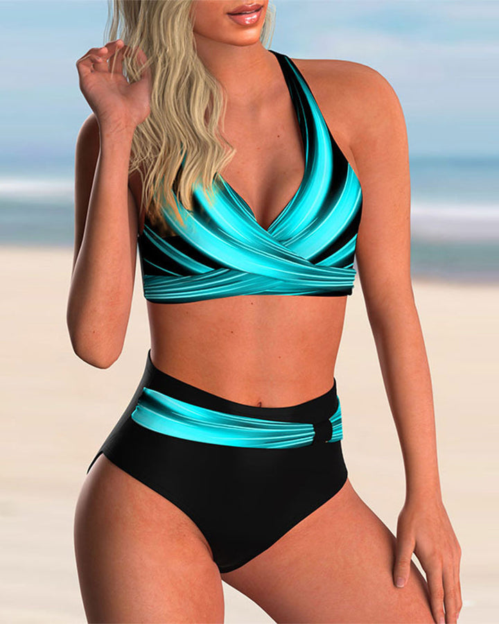 Liliana - Cross Neckline Bikini Set with Print
