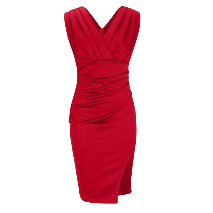 BRENDA | Fitted dress with V-neck and slit
