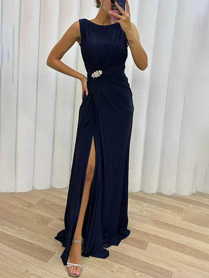 Davina - Long Pleated Evening Dress