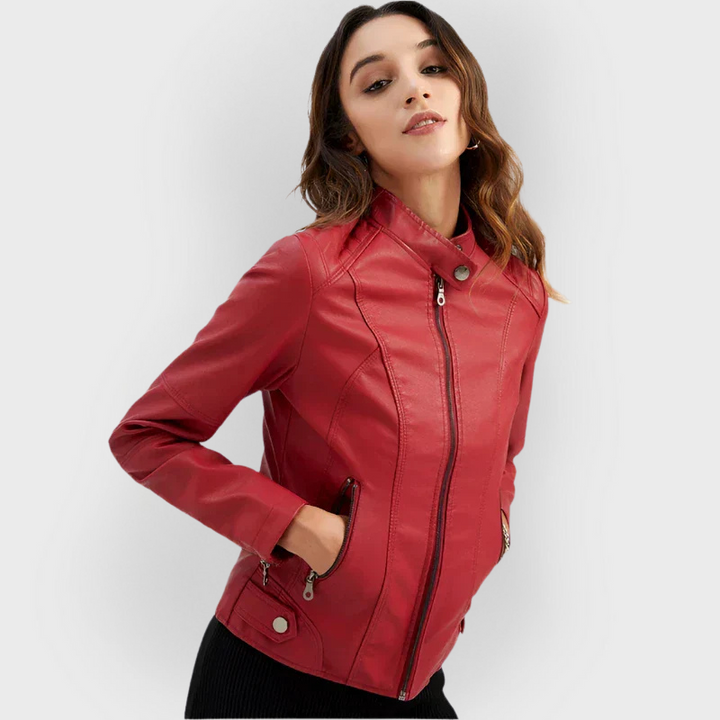 Pia | Minimalist Smooth Leather Jacket