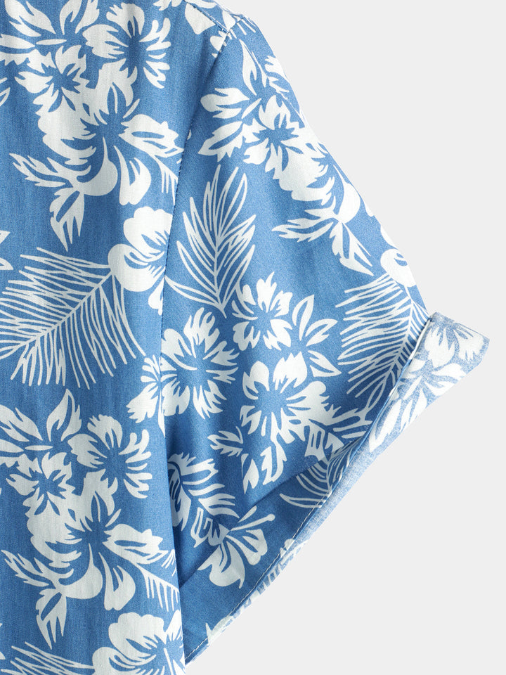 Hawaiian Short Sleeve Floral Blouse