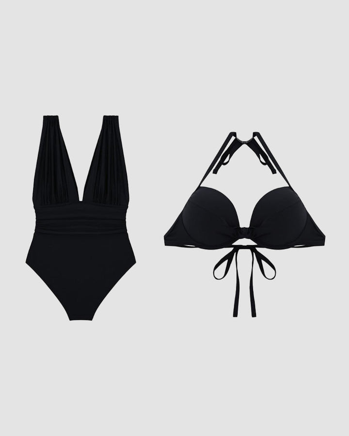 Luxury Shaping Swimsuit with Deep V Neck