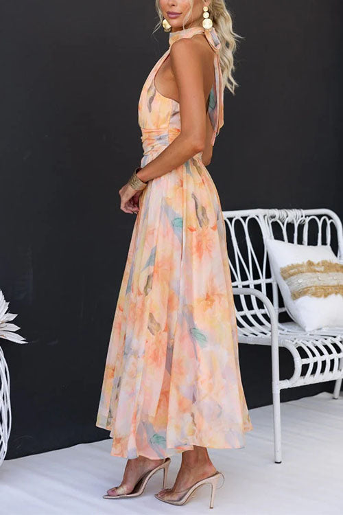 Halter™ - Long Printed Dress