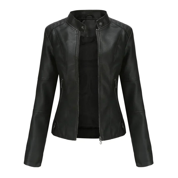 Pia | Minimalist Smooth Leather Jacket