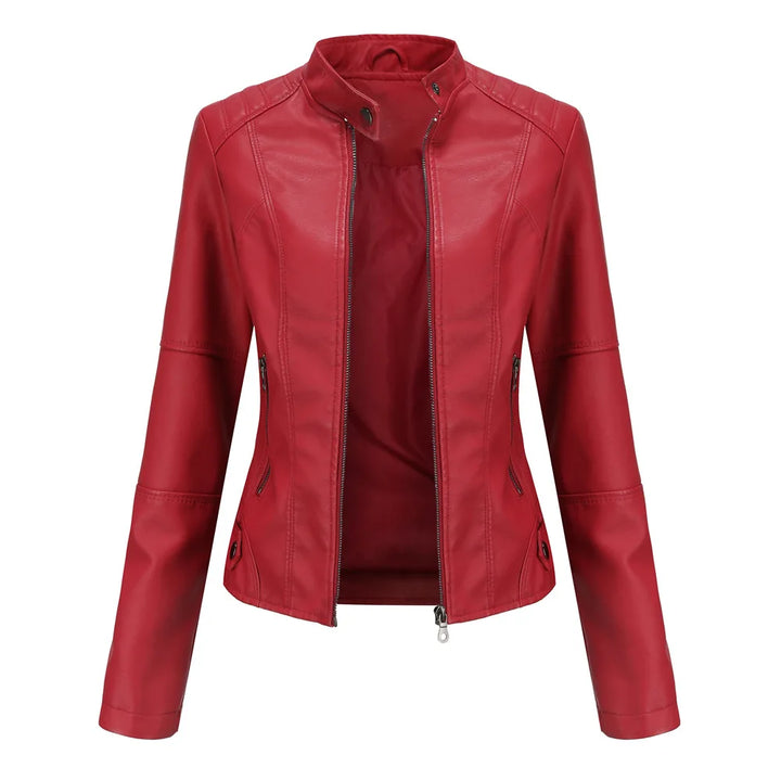 Pia | Minimalist Smooth Leather Jacket