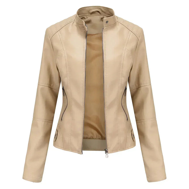 Pia | Minimalist Smooth Leather Jacket