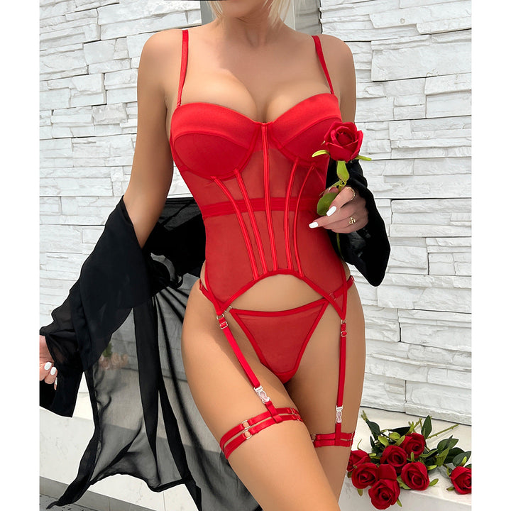 Lilibeth - Seductive Mesh Three Piece Lingerie