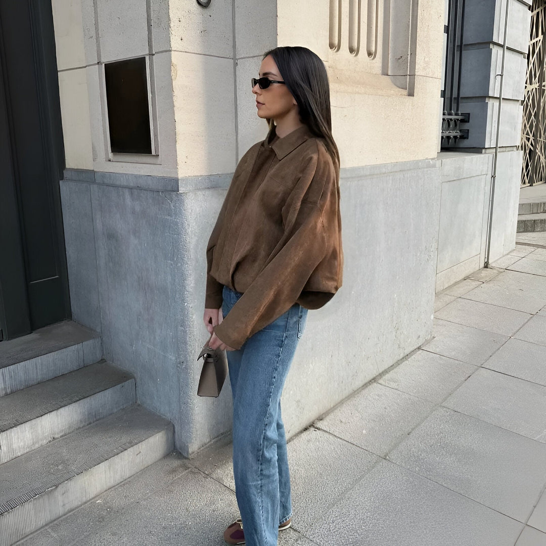 Marie - Suede Bomber Jacket