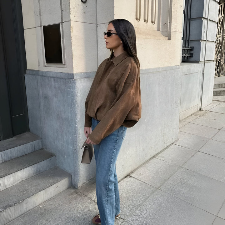 Marie - Suede Bomber Jacket