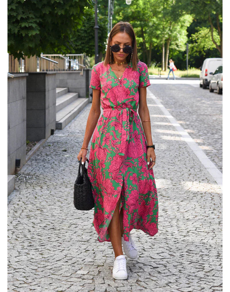 EVA | Elegant Dress with V-Neck and Belly Coverage