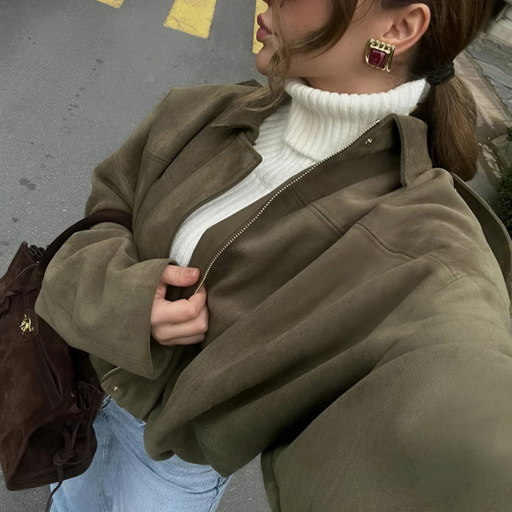 Marie - Suede Bomber Jacket