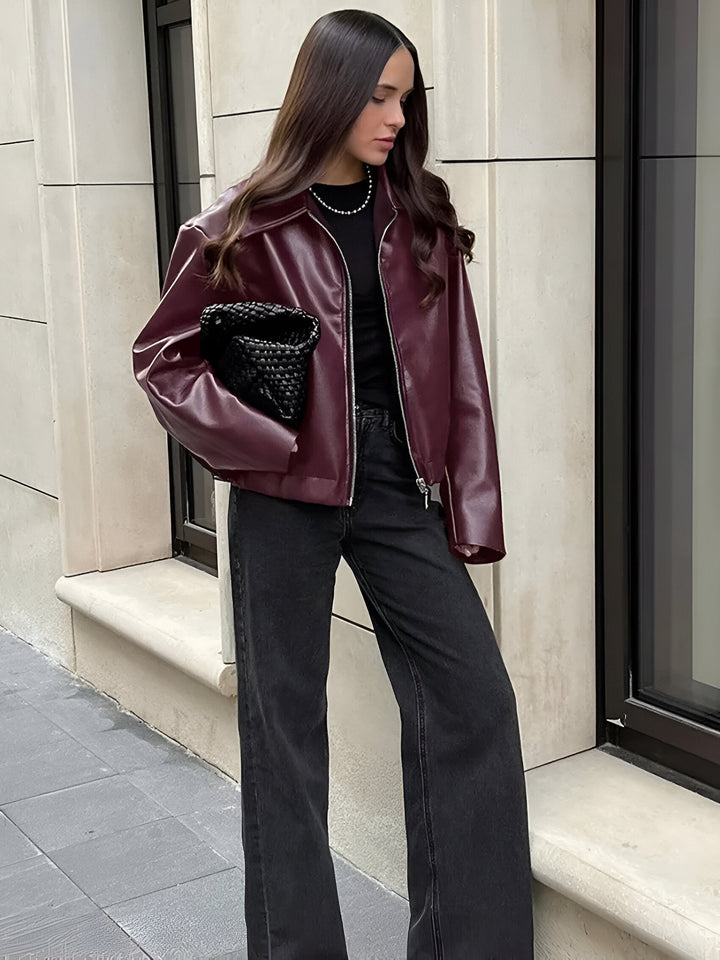 Julia - Leather Bomber Jacket