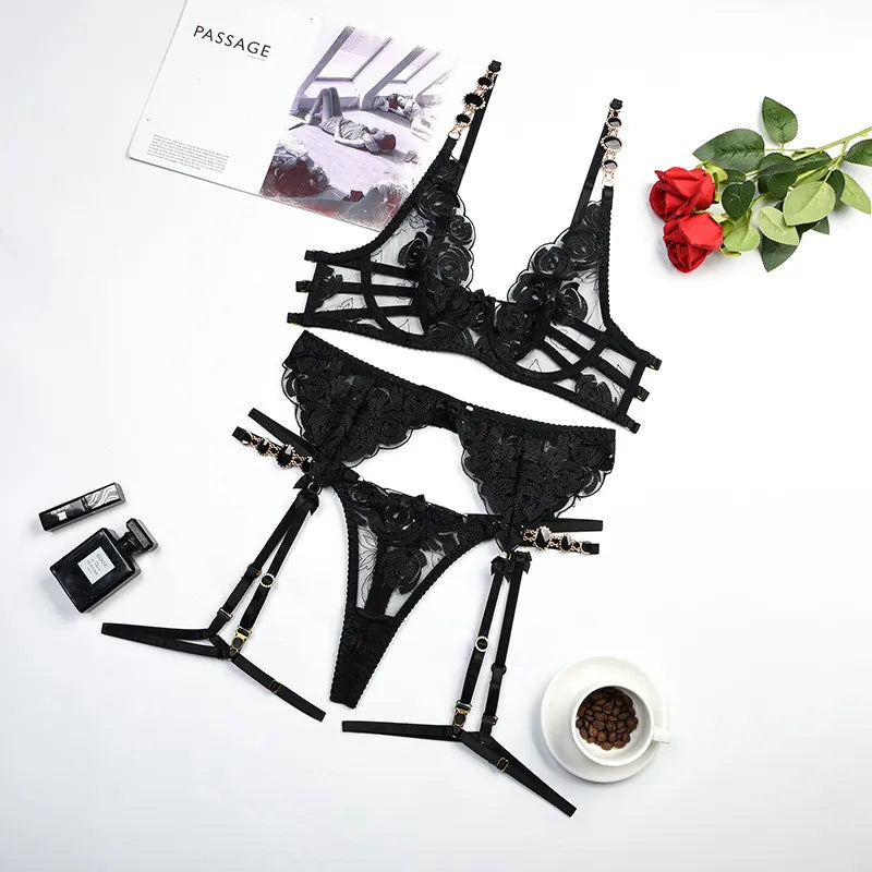 Misty - Romantic Lace Bra and Panty Set Lingerie