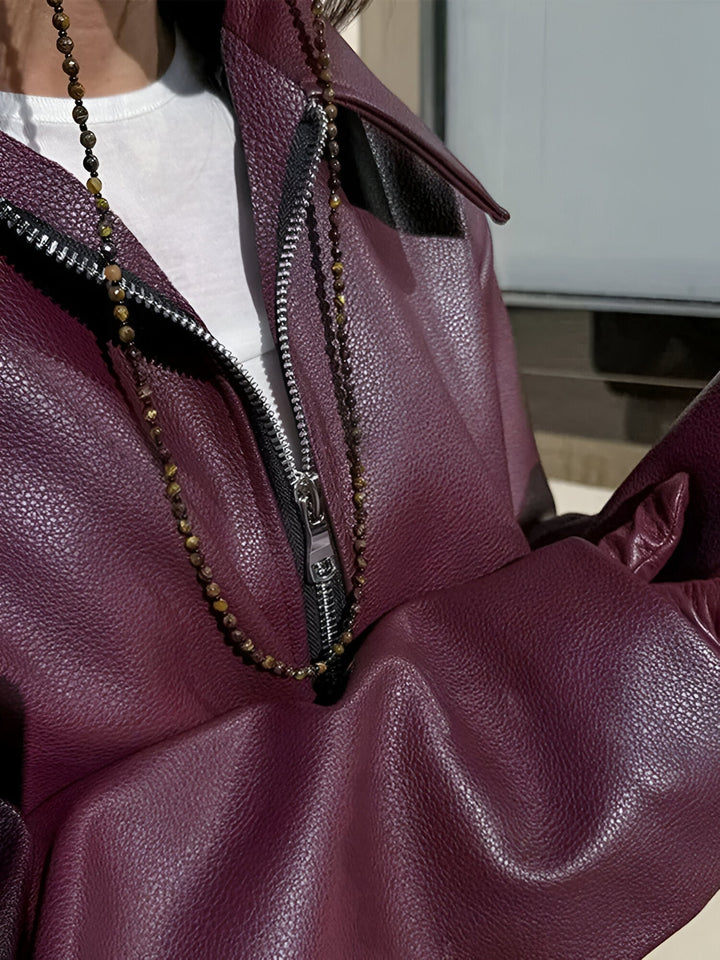 Julia - Leather Bomber Jacket