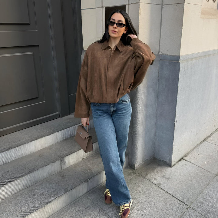 Marie - Suede Bomber Jacket
