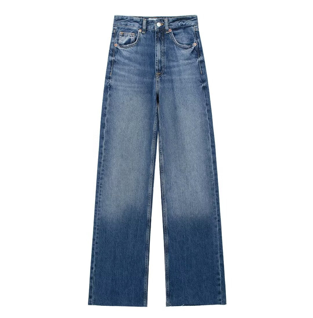 Wide-Leg Blue Pants for Women