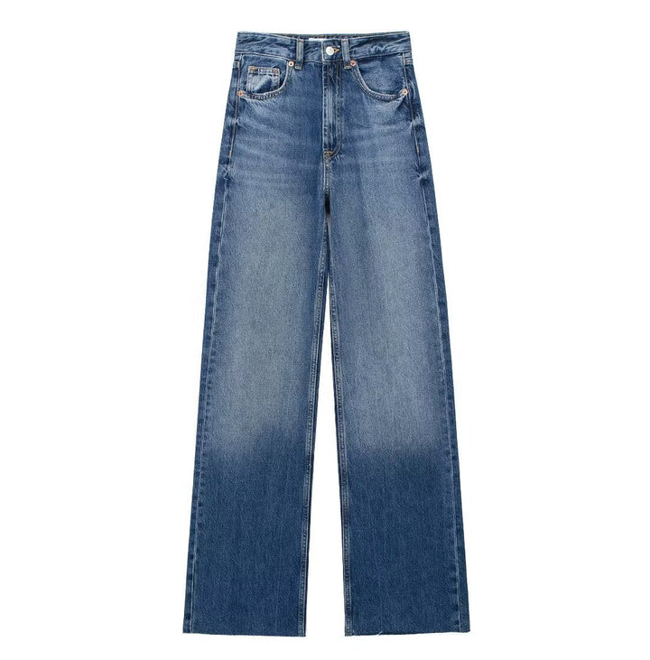 Wide-Leg Blue Pants for Women