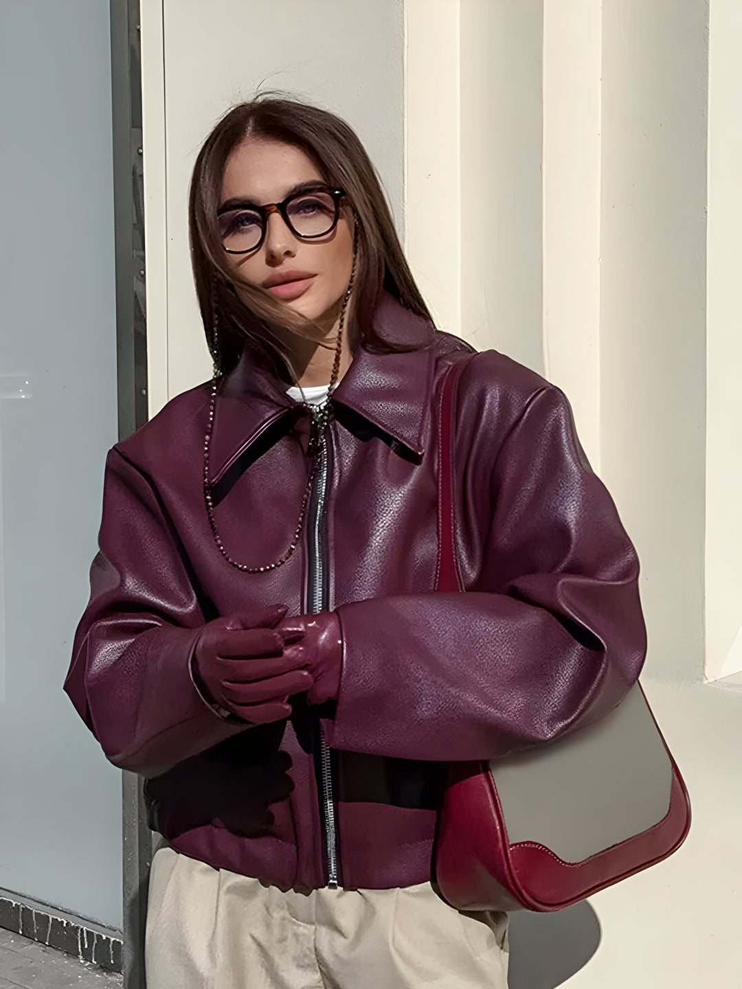 Julia - Leather Bomber Jacket