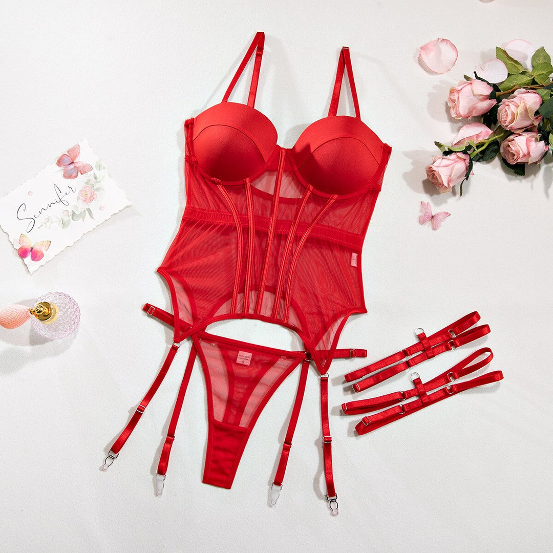 Jayda - Chic Sheer Mesh Panels Lingerie