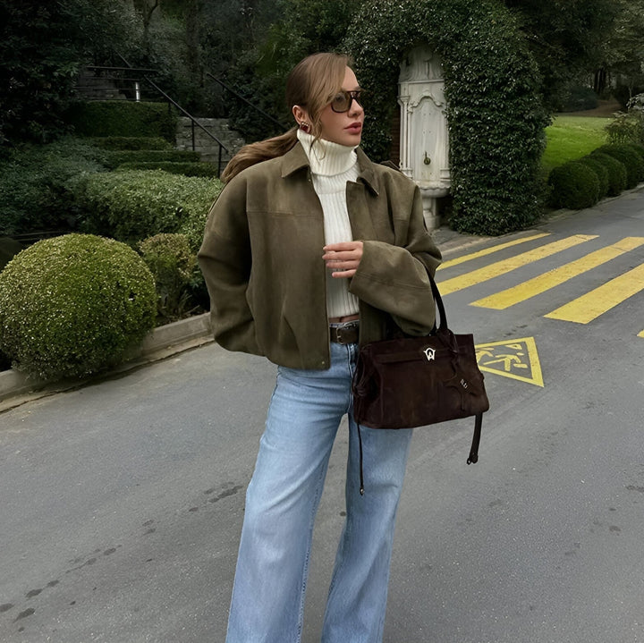 Marie - Suede Bomber Jacket