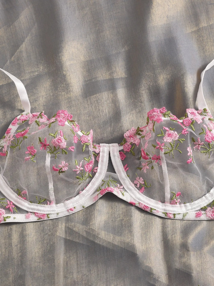 Jannette - Attractive Floral Two Piece Lingerie