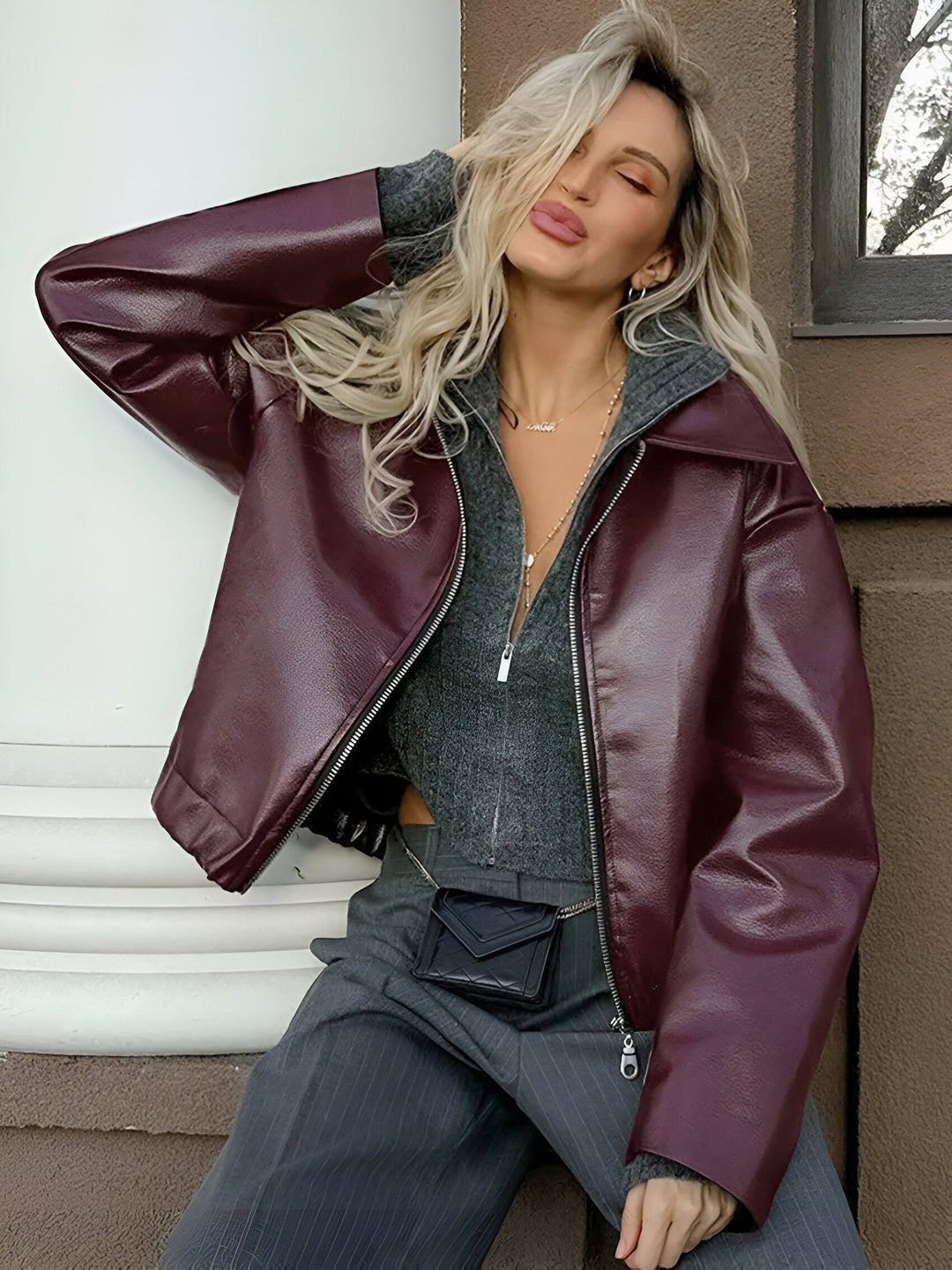 Julia - Leather Bomber Jacket