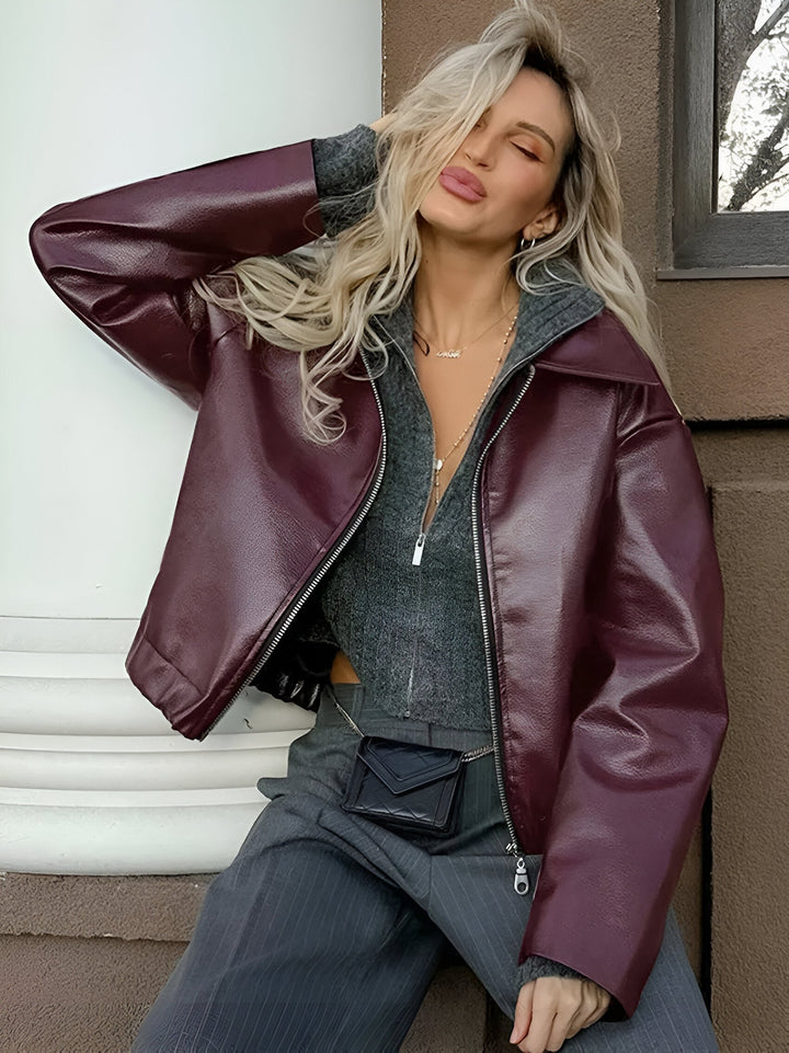 Julia - Leather Bomber Jacket