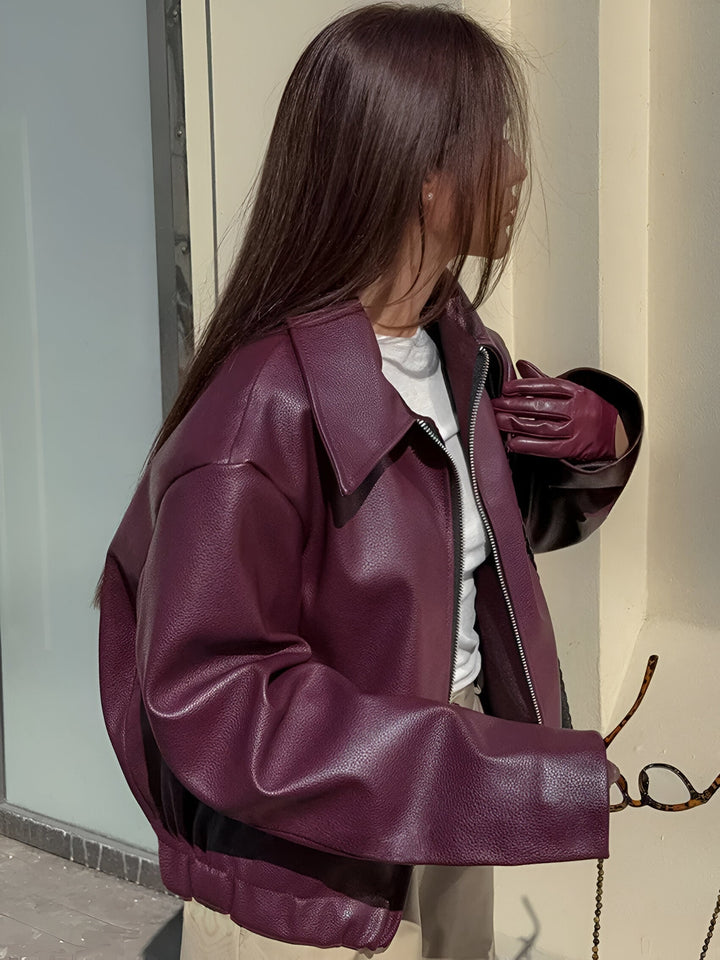 Julia - Leather Bomber Jacket