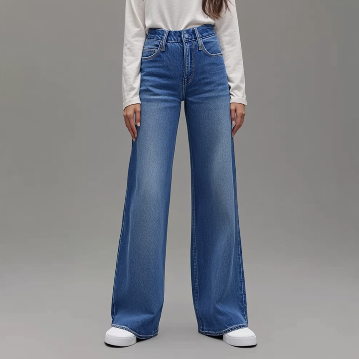 Wide-Leg Blue Pants for Women