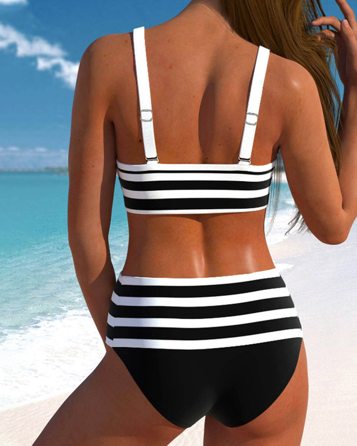 Ana | Striped High-Waisted Bikini