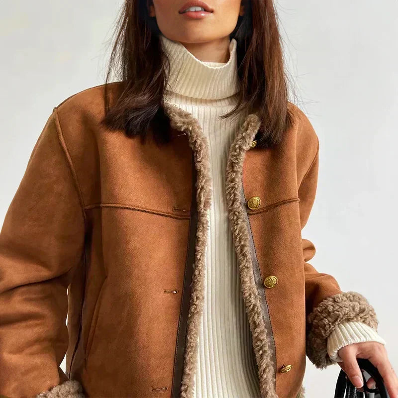 Pia | Warm Brown Leather Jacket