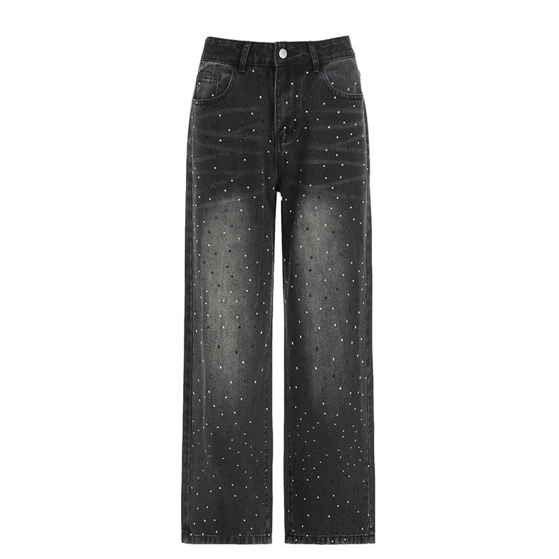 Black Glitter Denim Pants