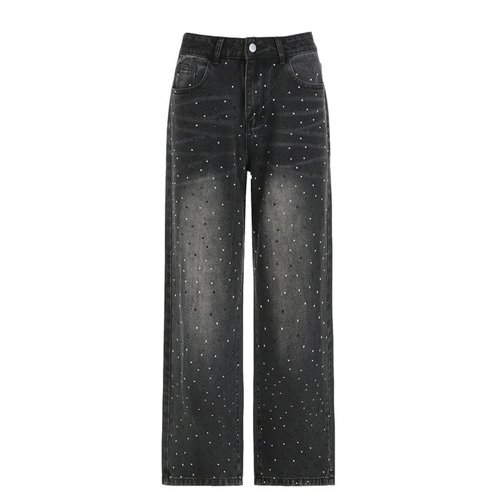 Black Glitter Denim Pants