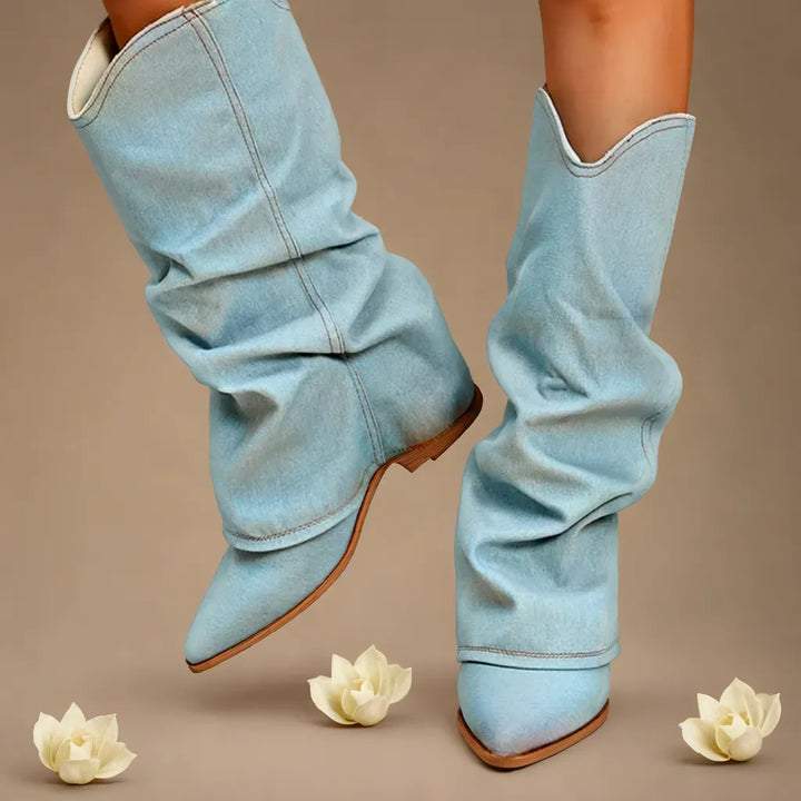 Marion – Knee-High Denim Boots
