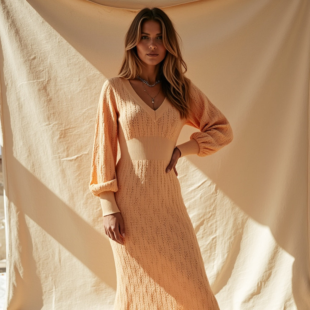 Justine – Cotton Dress with V-Neck