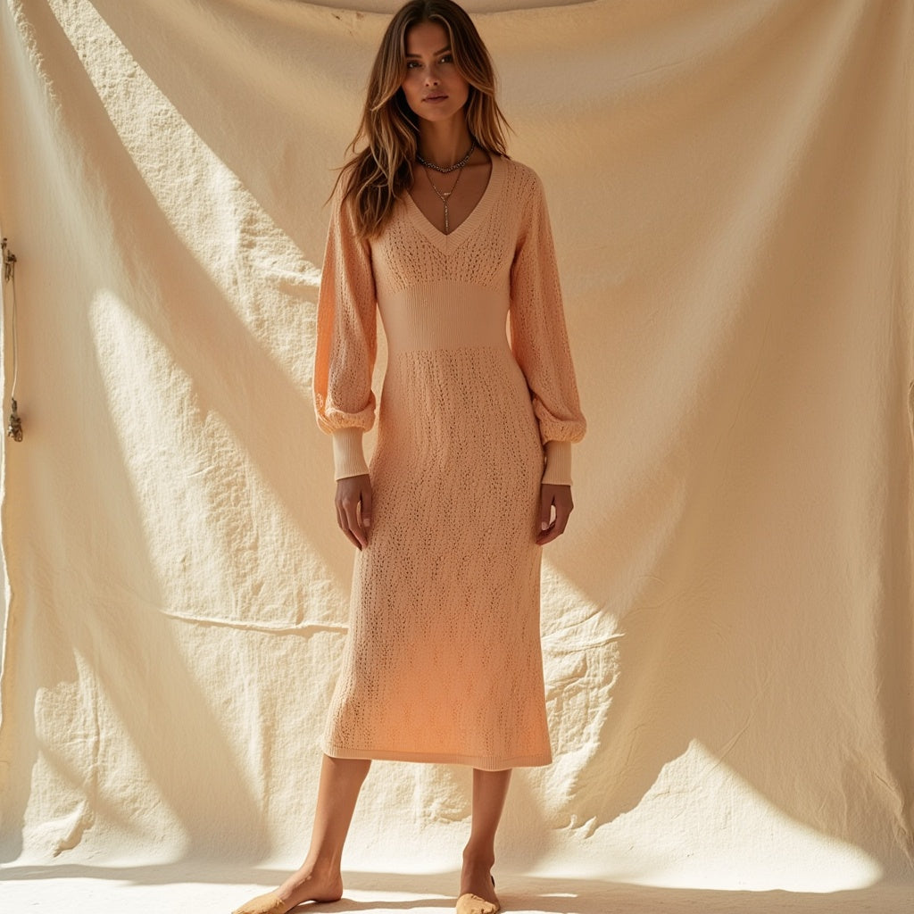 Justine – Cotton Dress with V-Neck